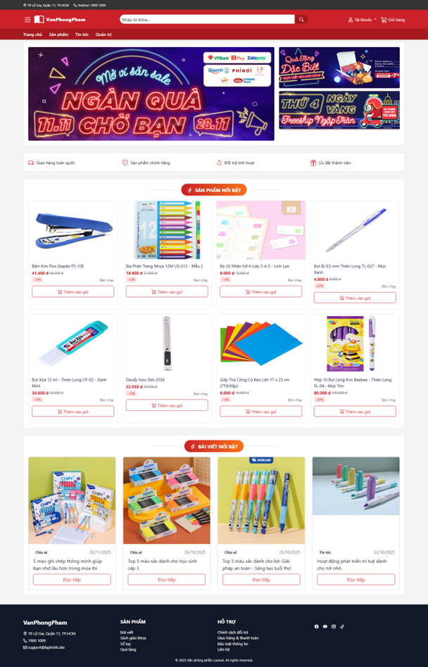 Web thương mại điện tử bán Văn phòng phẩm Laravel PHP